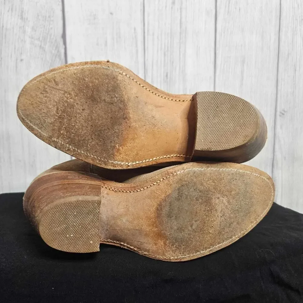 VTG Frye Tan Suede Leather Made in USA Boots, Style 3845, size 7.5 D